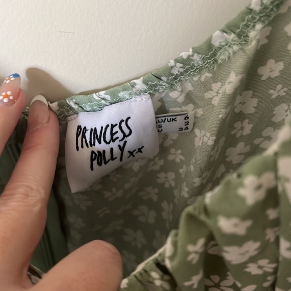 Princess Polly Finley Romper Green Floral short Romper Milkmaid - Picture 3 of 7